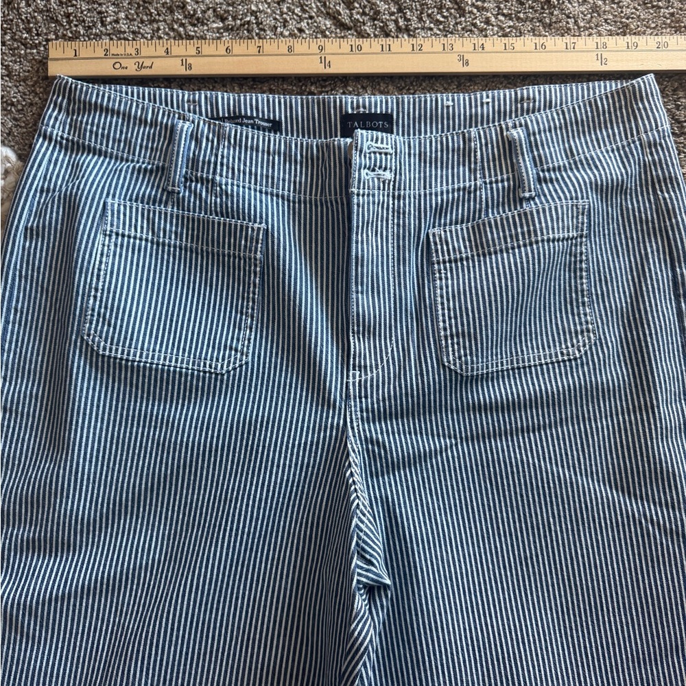Talbots Blue Striped Flare Jeans - Picture 2 of 12